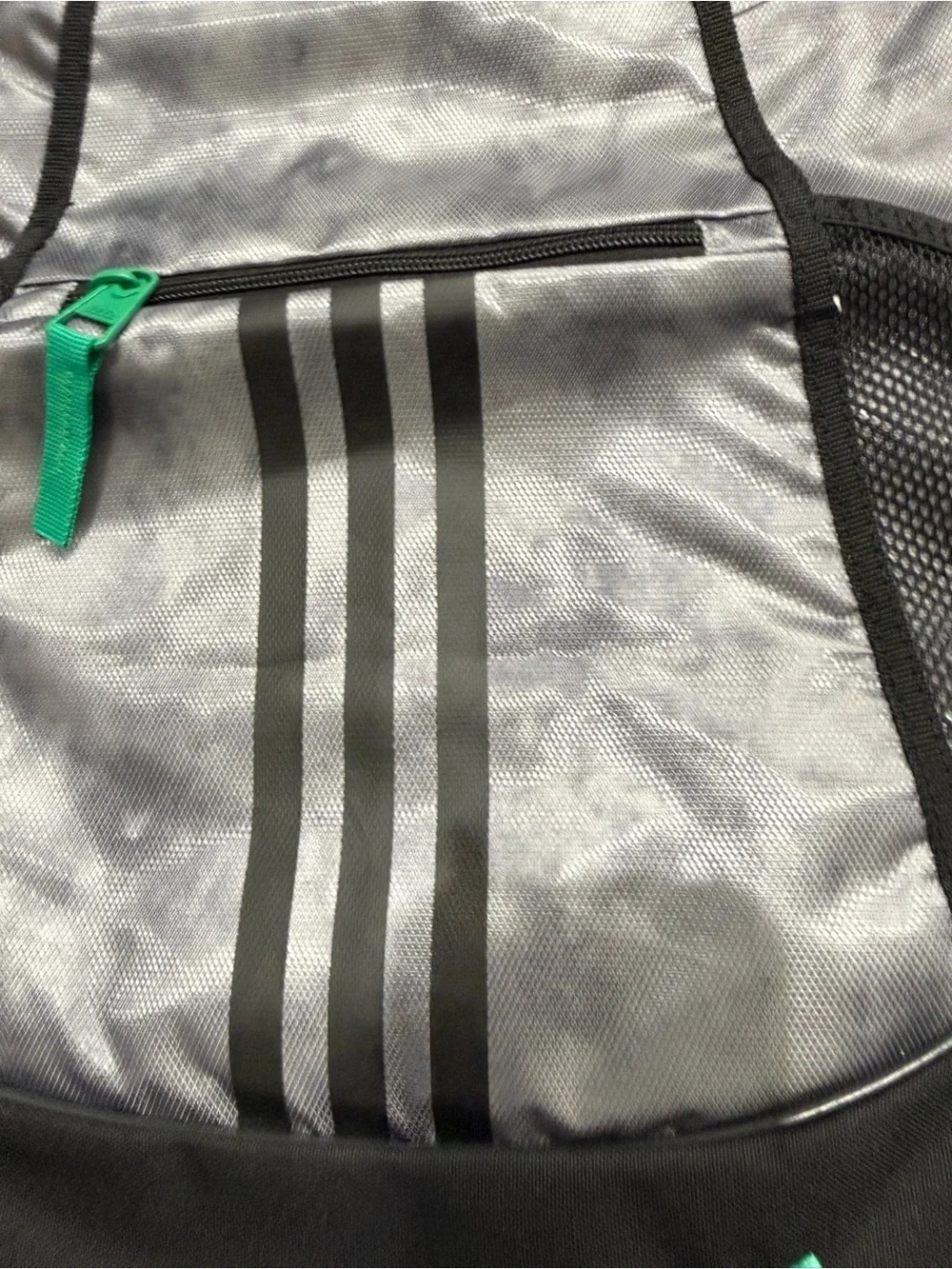 New mens womens adidas Gray and Teal Drawstring Backpack with Front Zip Pocket